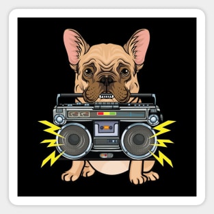 dog biting boombox Magnet